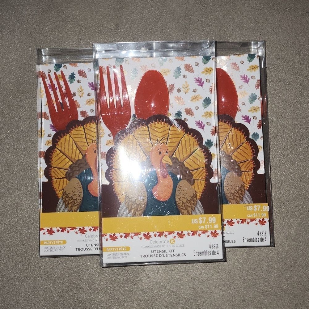 (3) Utensil Kits Thanksgiving